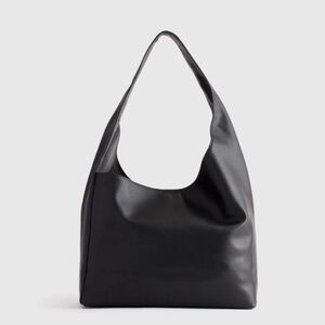 Quince Slouchy Leather Shoulder Bag in Black